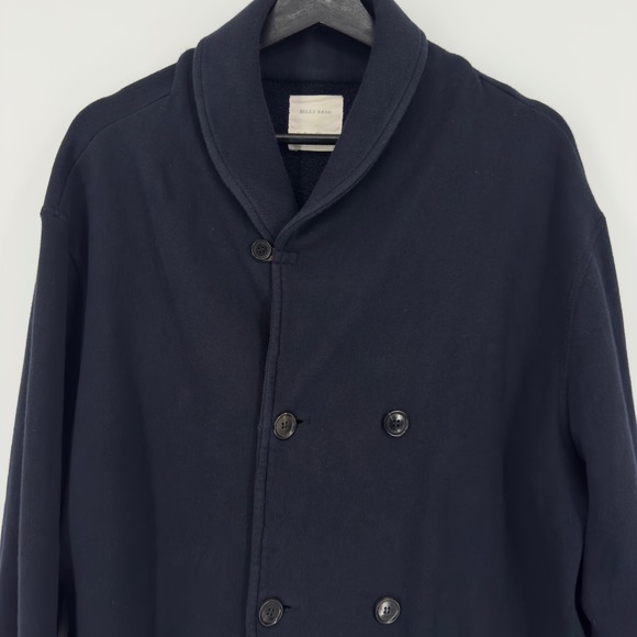Billy Reid Mens Shawl Collar Cardigan Jacket Navy Blue Size XL - Picture 2 of 9